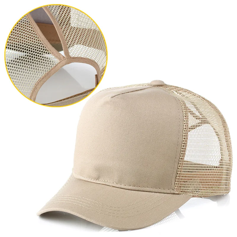2019 Hot Sale 5 panels backless hair cute trucker mesh cap for ladies
