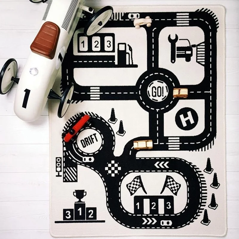 
Organic cotton fabric eco-friendly baby care carpet railway designer kids play mats 
