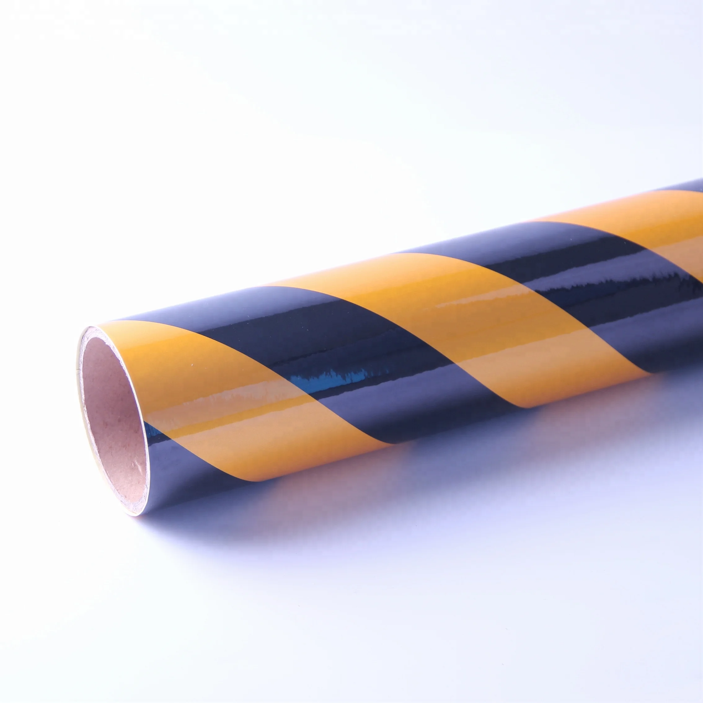 HCSP Reflective Adhesive Warning Marking reflective hip sheet Black Yellow PET Provided 3 Years Radium Stickers Roll