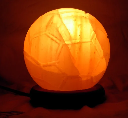 Unique Hadcarved Foot Ball Shaped Rock Crystal Salt Lamp With USB Power Cable to Lightup Your Room with an Amber Glow