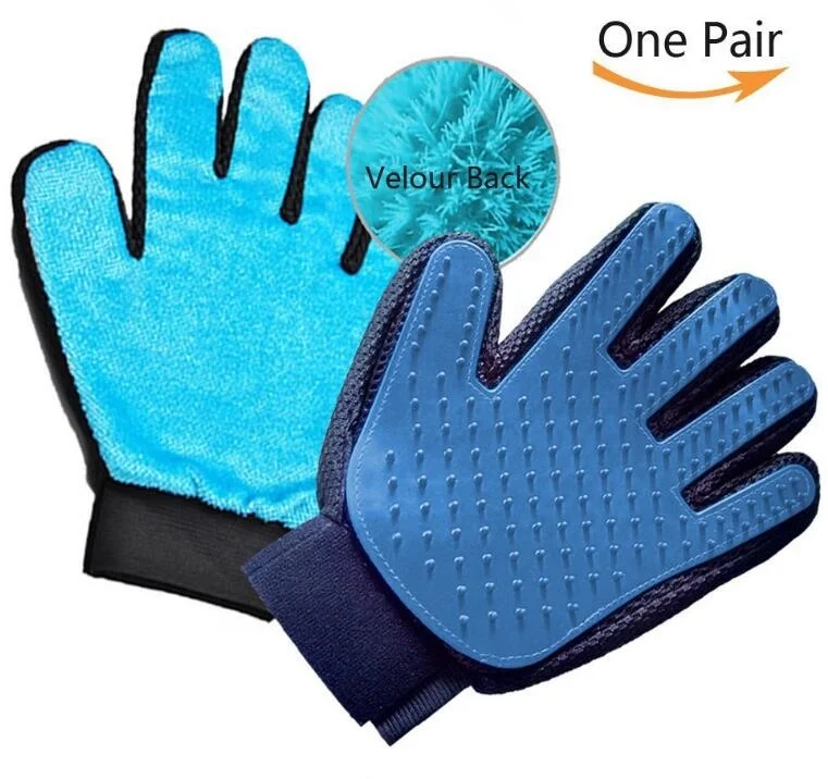 Double Side Pet Grooming Glove With Lint Removing Microfiber Fabric
