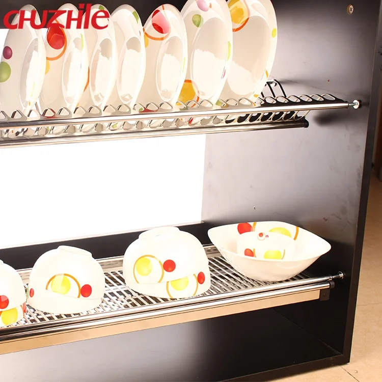 2-Tier Stainless Steel kitchen plate rack dish drying drainer rack