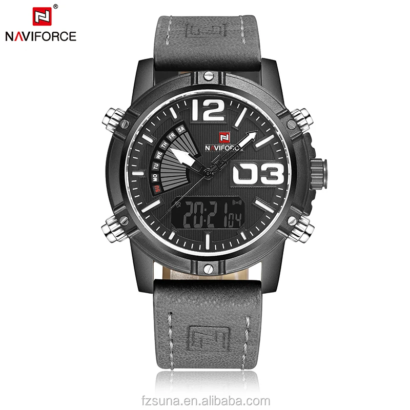 Cheapest Naviforce 9095 Watches Men Brand Japan Quartz Movt Leather Strap Man Wrist Watch NF9095