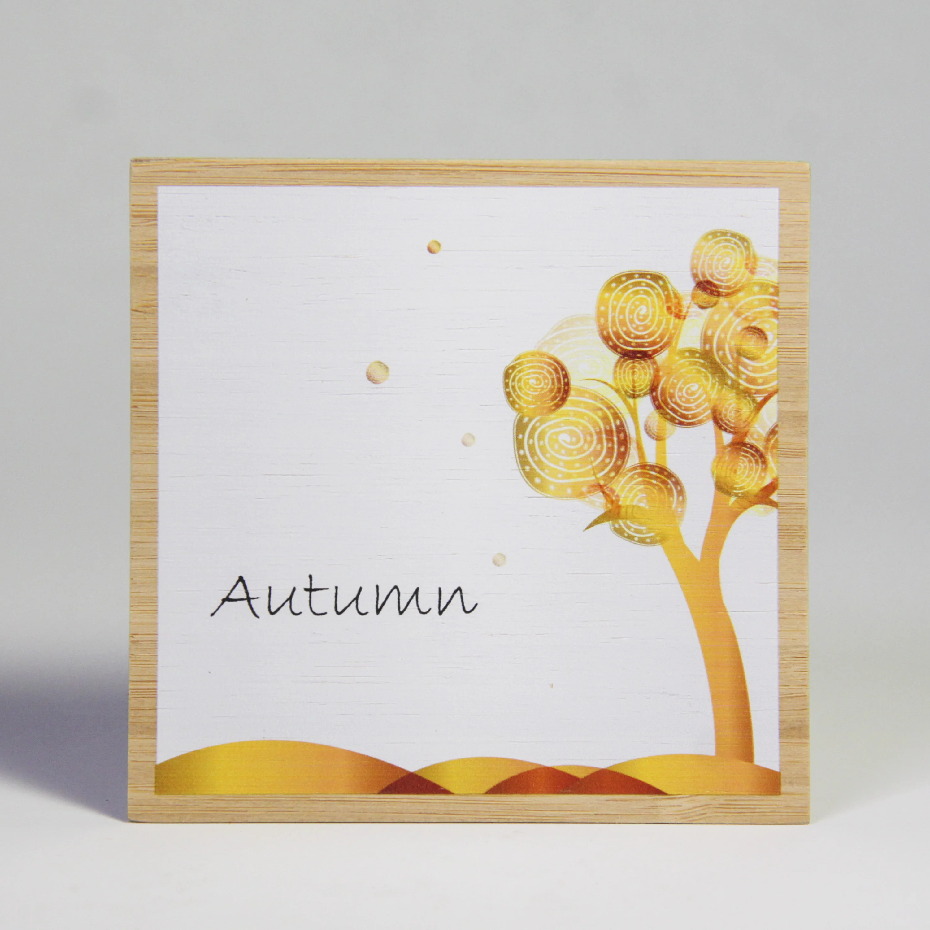 low MOQ wood bamboo Christmas card