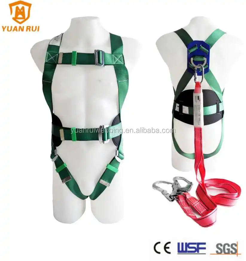 
full body safety belt harness with lanyard shock absorbers ce certificate high quality 