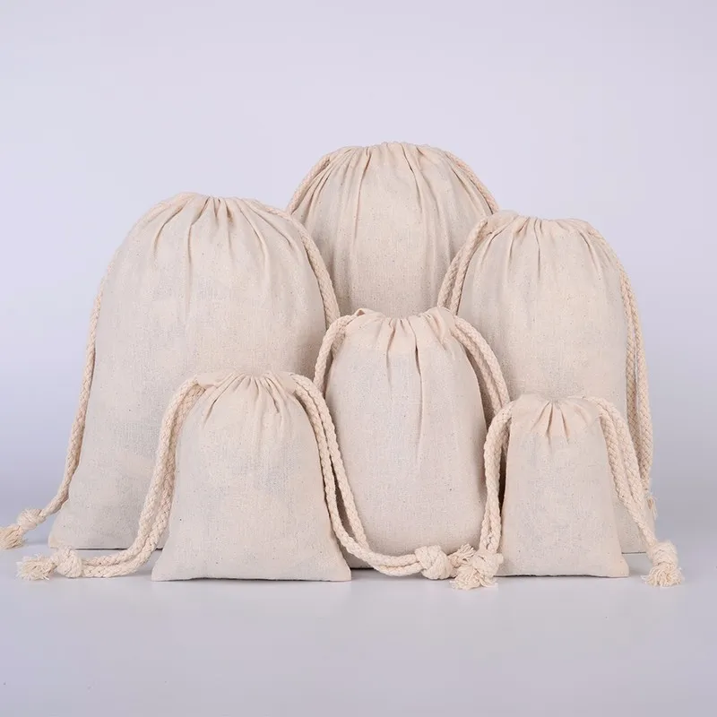 AZO Free Customize Drawstring Bags Wholesale Blank Pouch Bag Cotton Gift Bags With Custom Logo