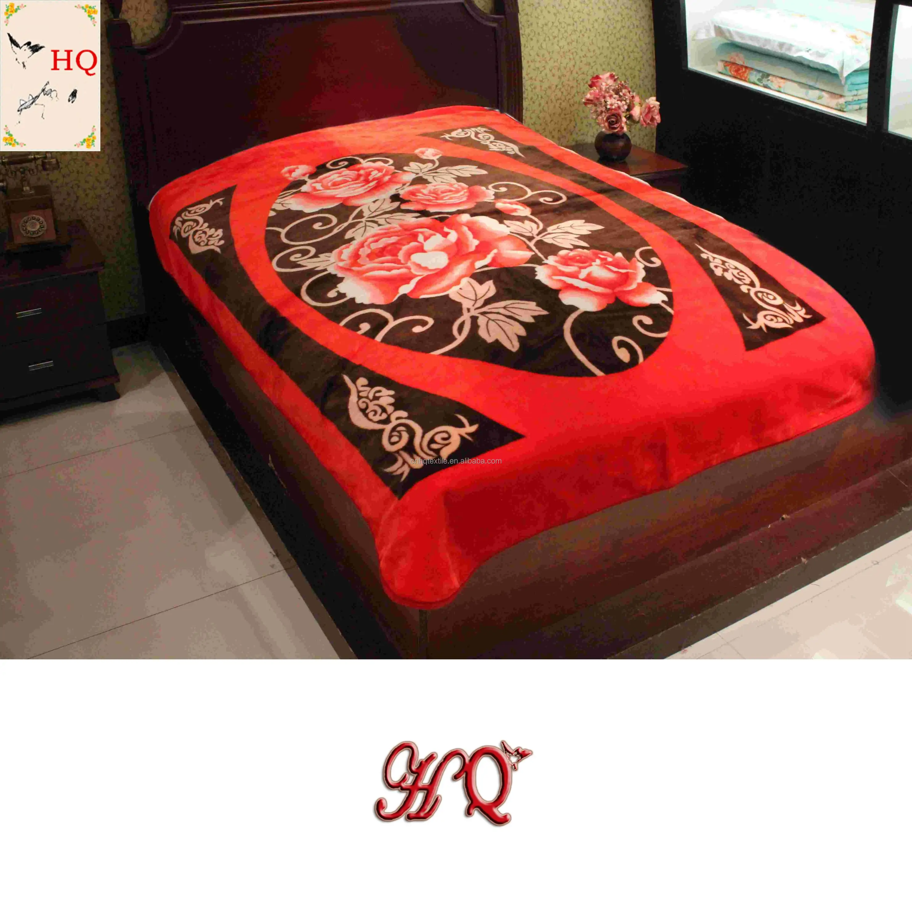 
new design Super Soft Plush Custom Printed Luxury Raschel Blanket 