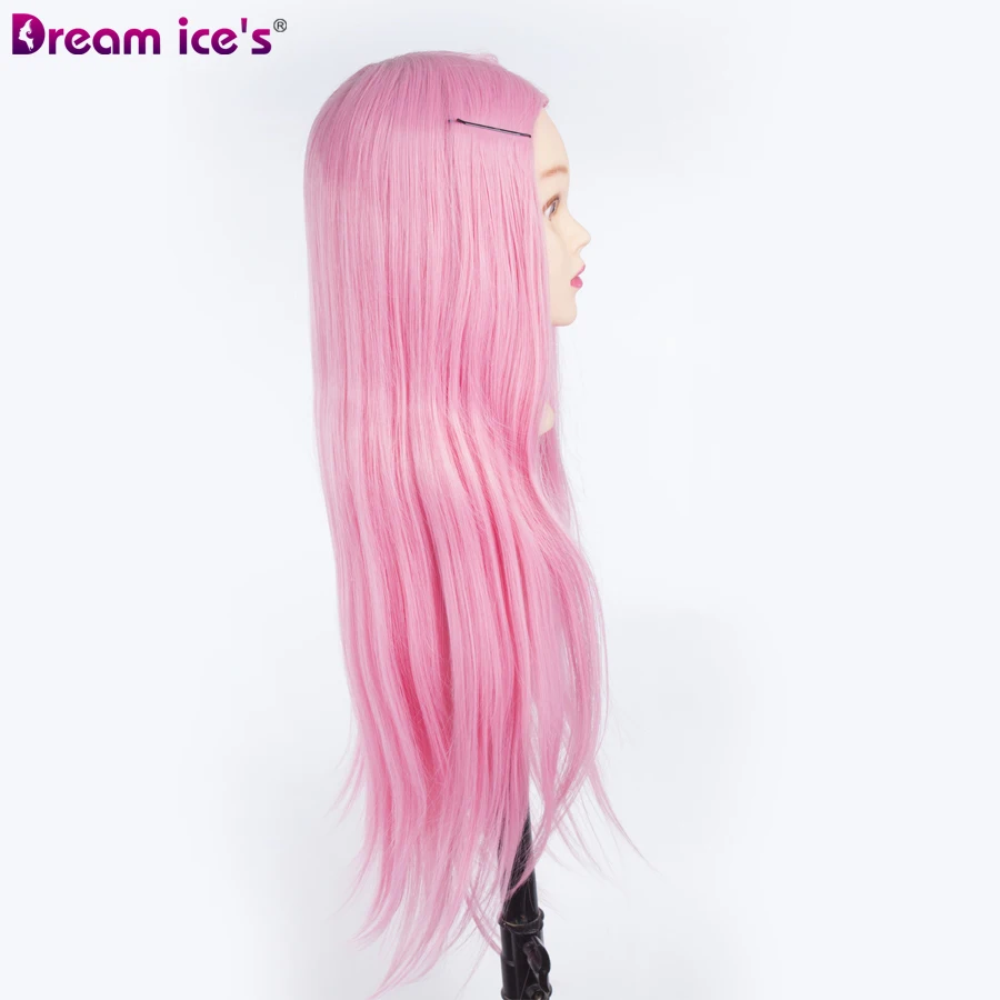 Styling Training Head Long Straight Synthetic Fiber Hair Manikin Cosmetology Doll Head For Hair Practice And Hairdressing