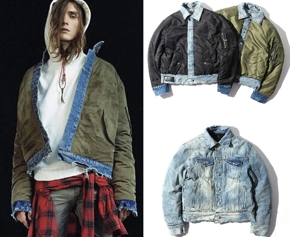 OEM private label contrast collar denim jacket