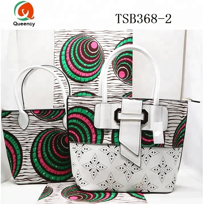 Queency African Ankara Print Bags Fashion Ankara Fabric Bags Set Women