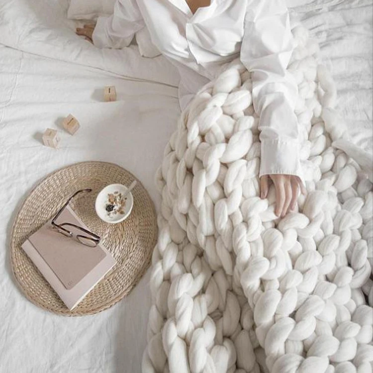 
DIY Arm knit 21 microns Merino knitting yarn wool roving for Blankets 