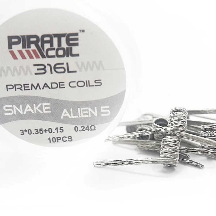 Новый аксессуар, катушка для вейпа prebuilt SS316L SNAKE ALIEN 5 3*0,35 + 0,15 alien, катушка для вейпа, горячая Распродажа
