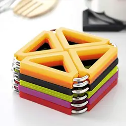 Kitchen Heat ResistantTable Dish Mat/ Silicone Insulated Hot Pads  Foldable silicone trivet mat heat resistant pot holder