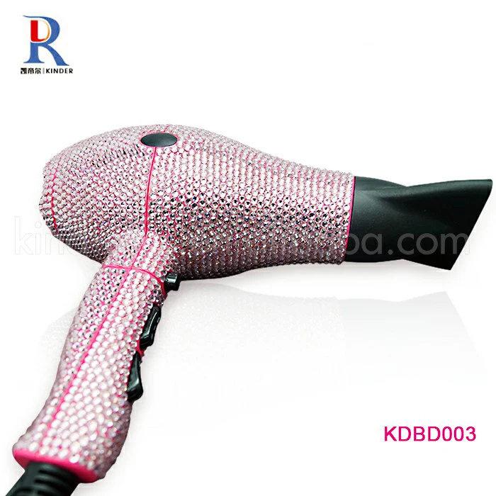Fancy Pattern Assorted Color Crystal Jeweled Available Hair Blow Dryer With Diffuser
