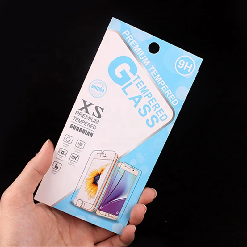 
170gsm art paper universal phone tempered glass screen protector retail packaging box 