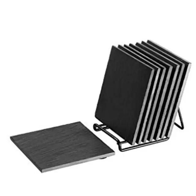 4 Inch Home Decoration China Slate Drink Coasters Wedding Stone Square Black Tableware Cup Coaster For Lovers Gifts