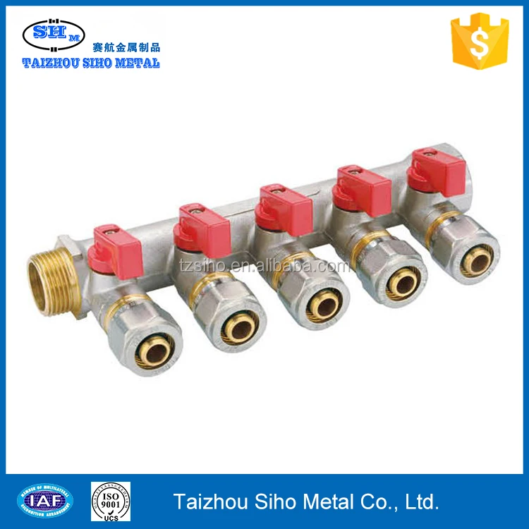 Поставщик латунных манифолей для подогрева пола, профессиональные китайские резьбовые стандартные приборные многоколлекторные клапаны, нормальная температура воды