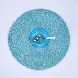 Non slip reach passed customized size cheap indoor hot food chinese heat resistant table mats pvc vinyl round woven placemat