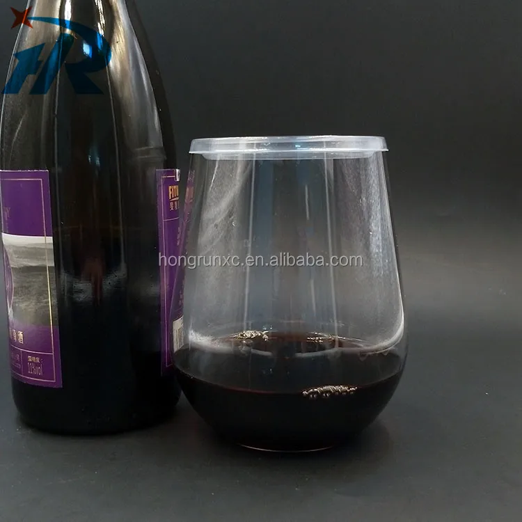 Camping Usage Cups BPA free PET Plastic wine glasses with lid