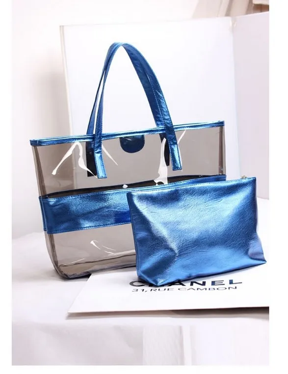 
Summer new PVC waterproof transparent bag crystal neon jelly shoulder bag female leisure beach bag handbag 