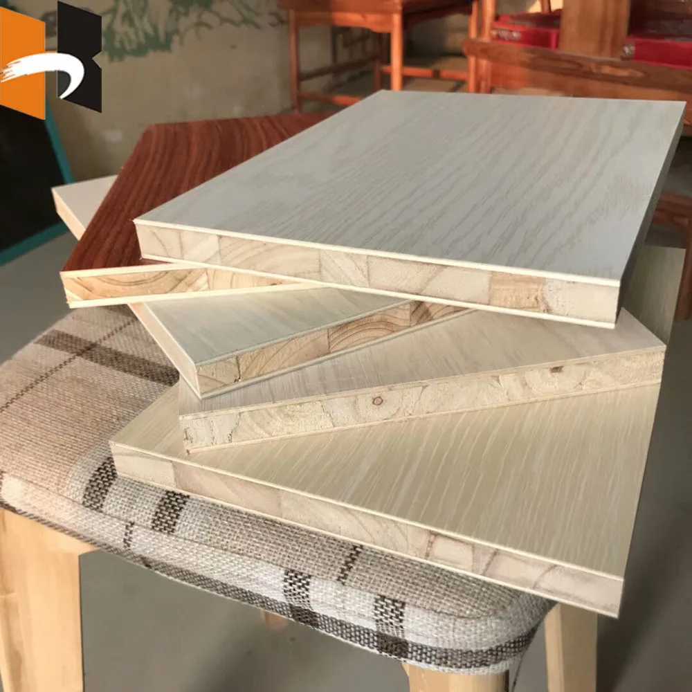 cheap falcata lumber core block board with white laminated polyester