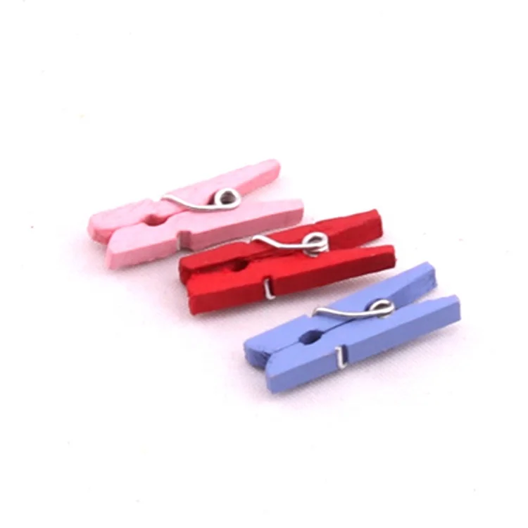 Eco-Friendly Color 2.5 cm Spring Clothespin Wood Clips For Home Decoration