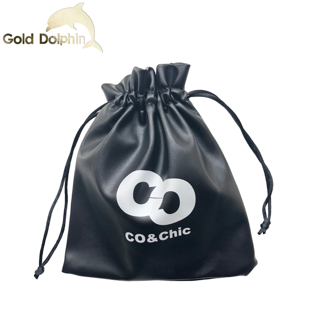 
Small custom cheap drawstring jewelry PU leather bag pouch 