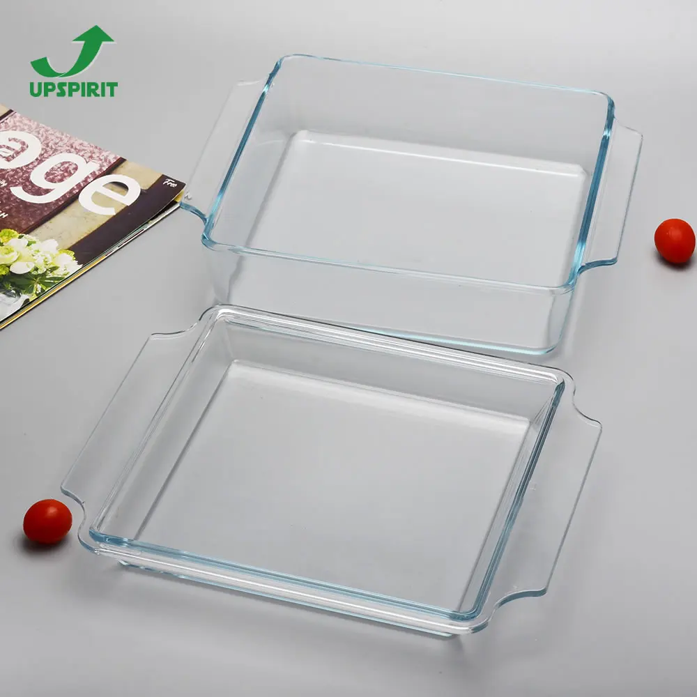 Square Temperature Oven Safe Baking Dish Glass Casserole With Glass Cover