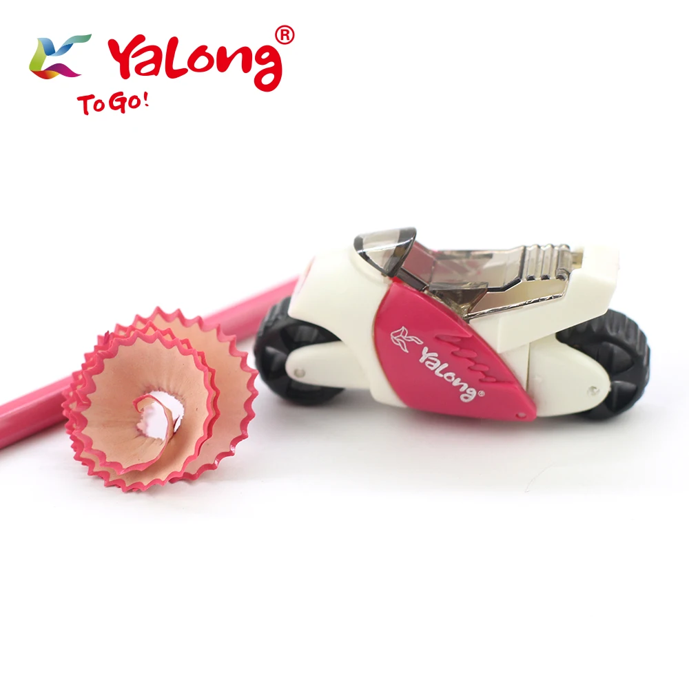 Yalong  motorcycle design pencil sharpener ABS&alloy steel material blister packaging pencil sharpener for students