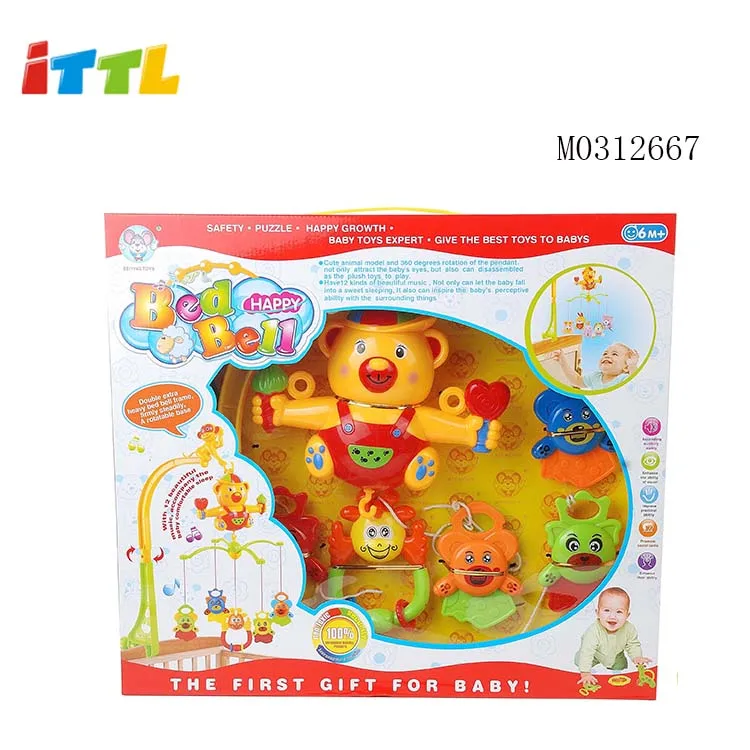 Работающий от батареи подвесная кровать игрушка автомобильное кресло музыкальный мобиль пластиковые детские детский колокол в