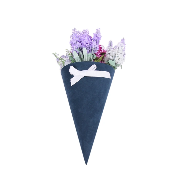 
Fancy handmade velvet covered cardboard cone flower box 