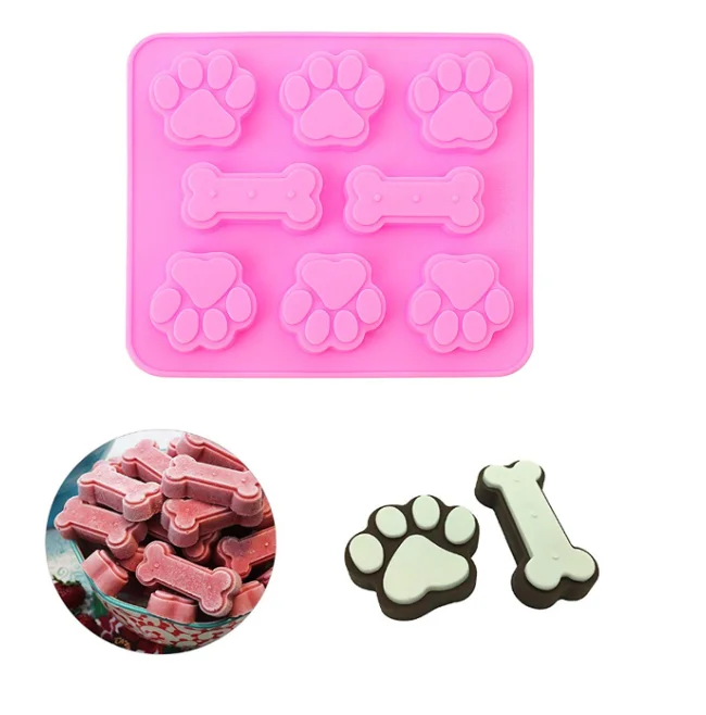 Food Grade 2-in-1 Puppy Dog Paw And Bone Silicone Molds For Chocolate  Candy Jelly Ice Cube Dog Treats