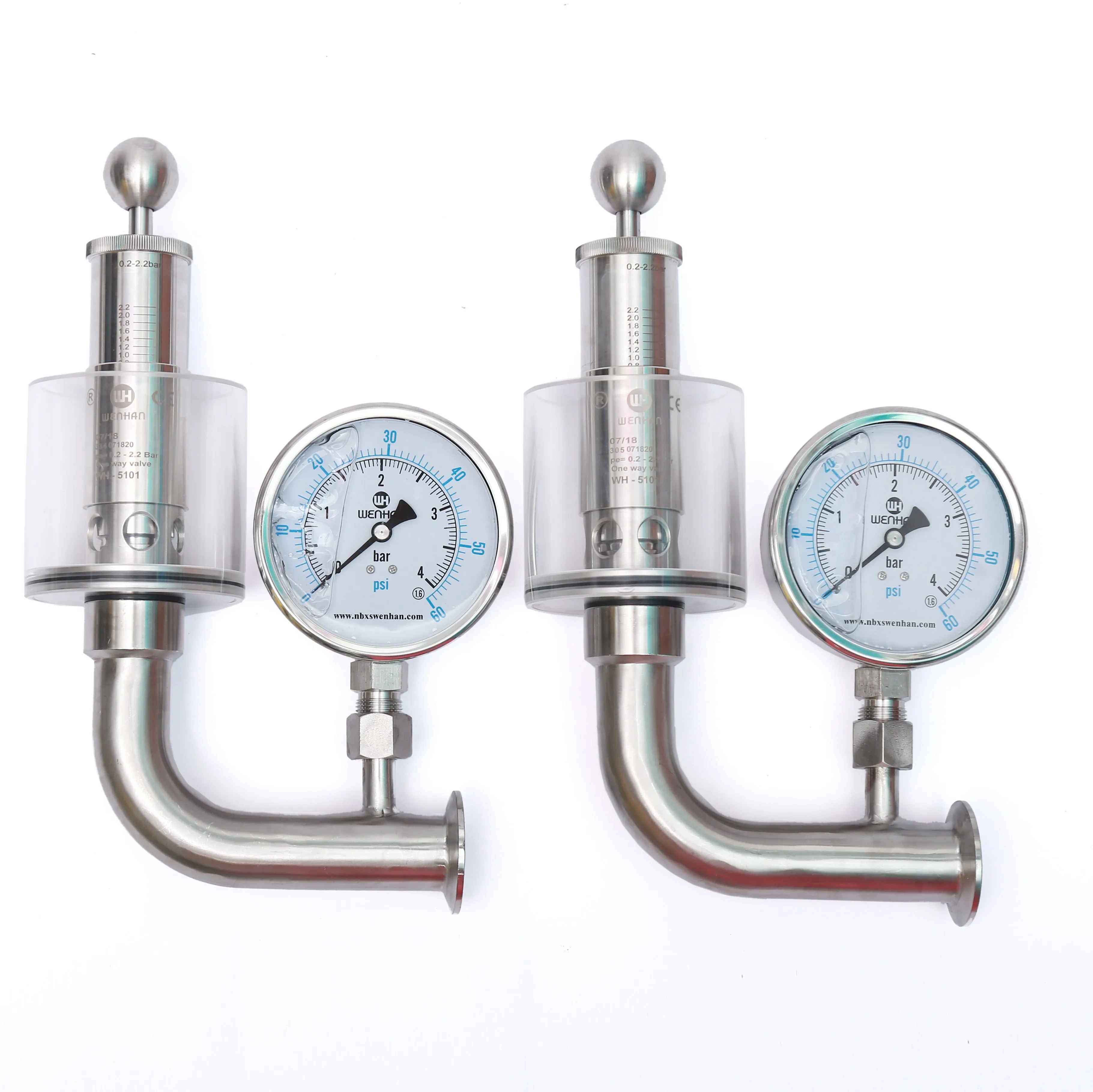 Sanitary SUS304 Dioxide Relief Adjustable Safety Regulating Exhaust Valves