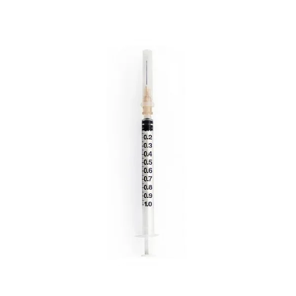 Disposable 1 ml colored syringe