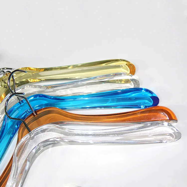 Shenzhen wholesale hotel plastic clear garment cloth hanger rack acrylic clothes hangers for coat