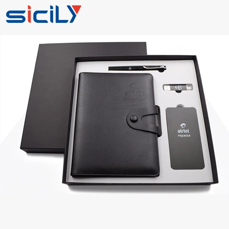 2018 Custom Boxed Corporate Giveaways Pen ,Notebook ,usb ,power bank Gift Set