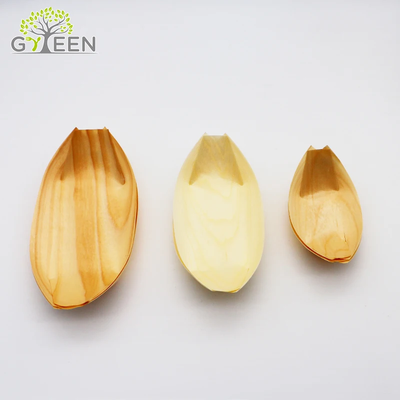 Japanese Serving Boat Disposable Wooden Sushi Plate Sushi Trays Wood White Fast Food Carton