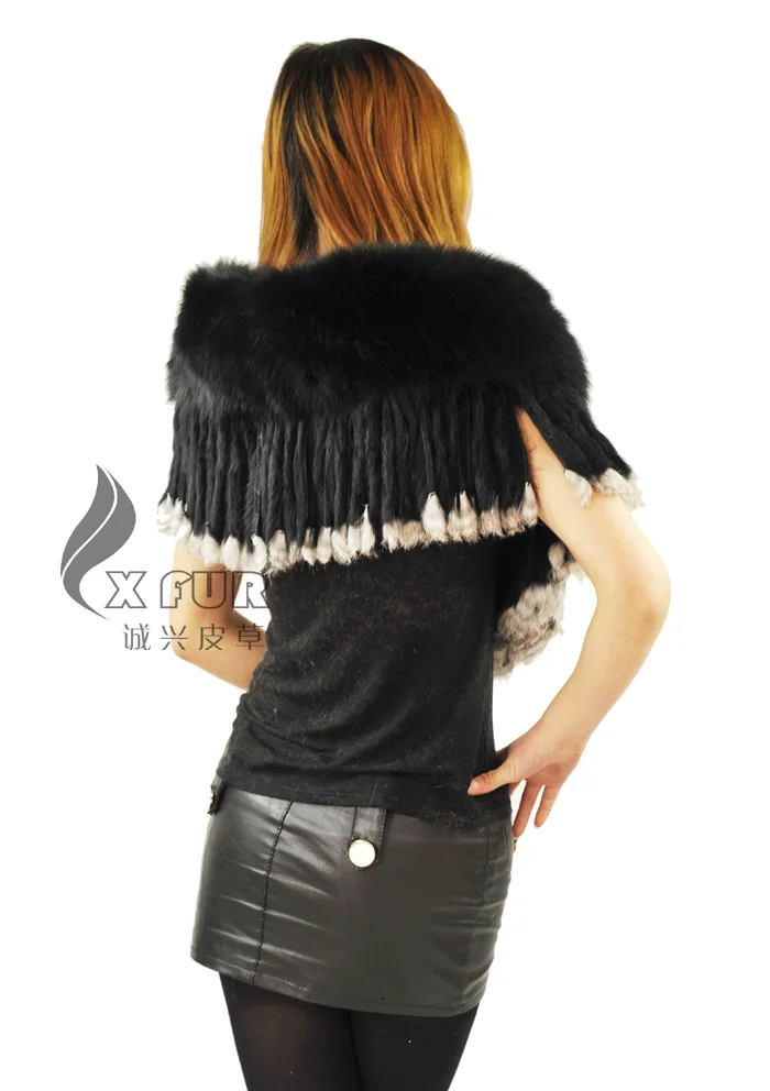 CX-B-61B Fox Fur Bridal Cape With Rabbit Fur Tassel