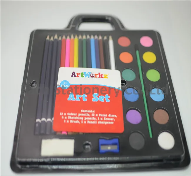 best sale kids painting set 9 colors solid watercolor with plate for promotion