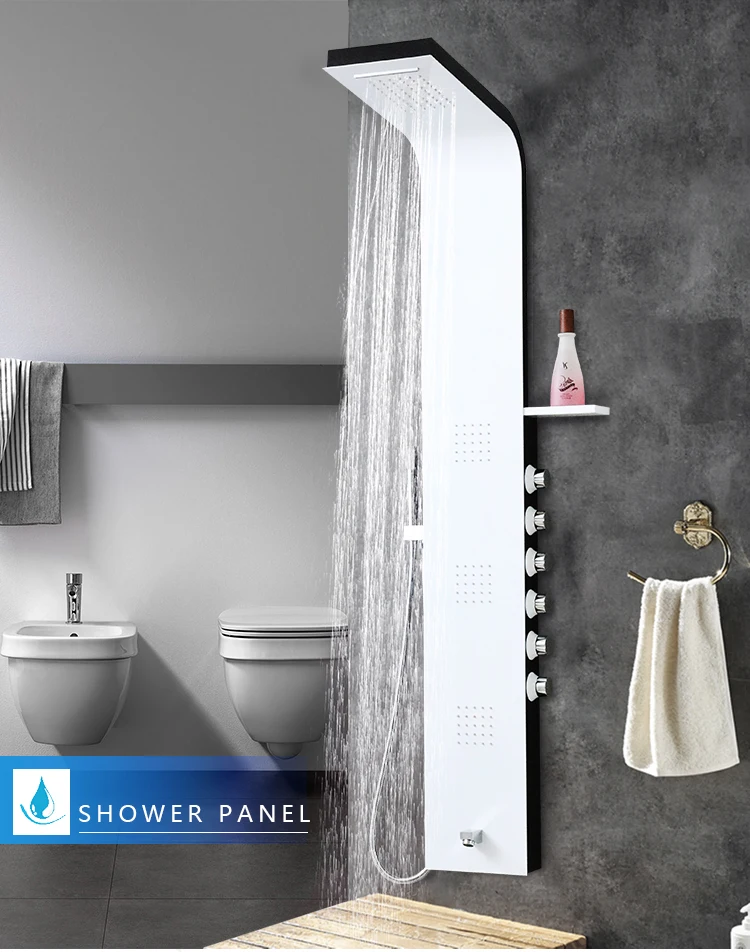 Настенная дождевая душевая панель из нержавеющей стали 304 для ванной комнаты с деталями