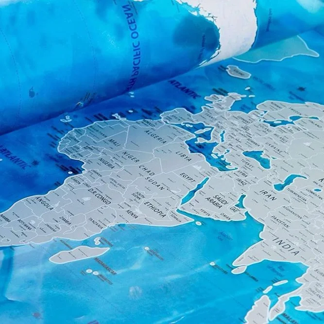 Custom Glossy Finish Plastic Scratch Off Map PVC Perfect Gift For Travelers