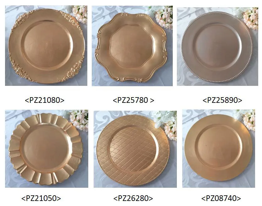 18104 fish scale gold cheap decorative washable plastic charger plates