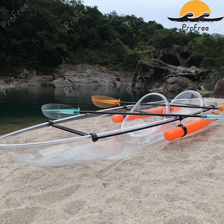 Traditional transparant kayak with polycarbonate Hull Material and CE Certification sea fishing kayak