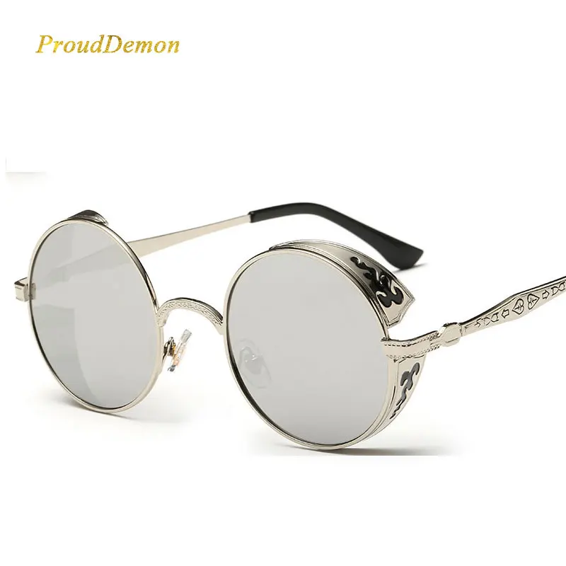 W8094 Men Women Fashion Glasses Brand Designer Retro Vintage UV400 Glasses Round Metal Steampunk Sunglasses