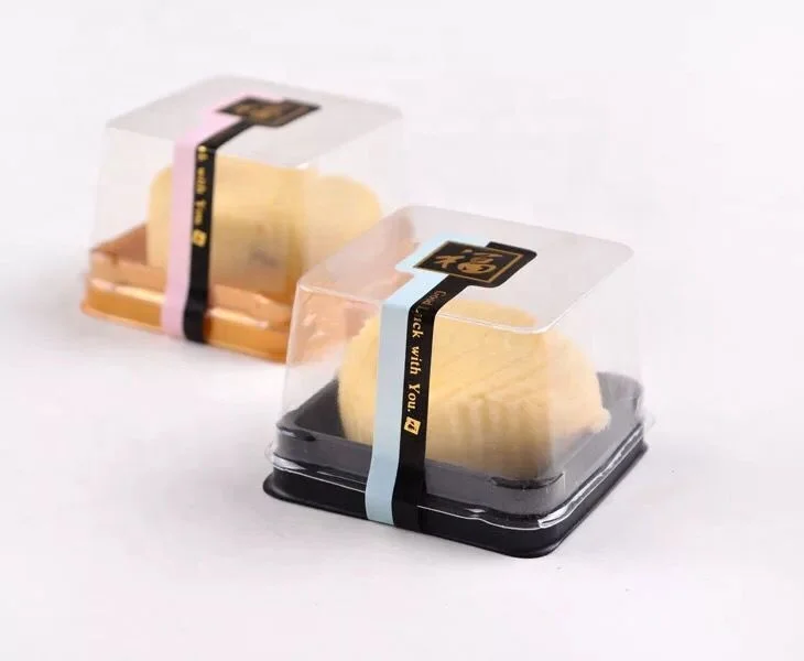 New Food grade 50g 80g 100g cake box transparent small cake pack plastic puff box