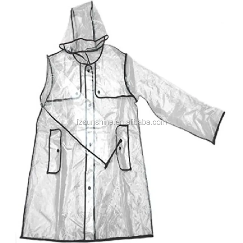 2022 Hot Sale ECO Friendly Long Style Hooded Full Length EVA Transparent Raincoat