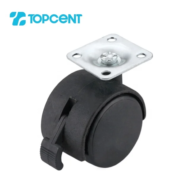 TOPCENT 1.5 Inch Nylon Furniture Office Lockable Office Chair Caster Wheels With Brake