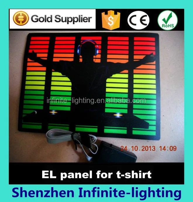 Luminous Electroluminescent Panel Plus Battery Pack Flashing Equalizer T-shirt Panel Night Club Lights Led El logo 50pieces/Lot