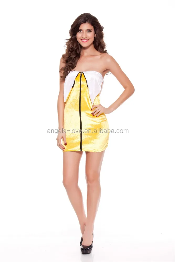 Wholesale Price Sexy Fruit Yellow Dress Carnival Zipper Banana Costume