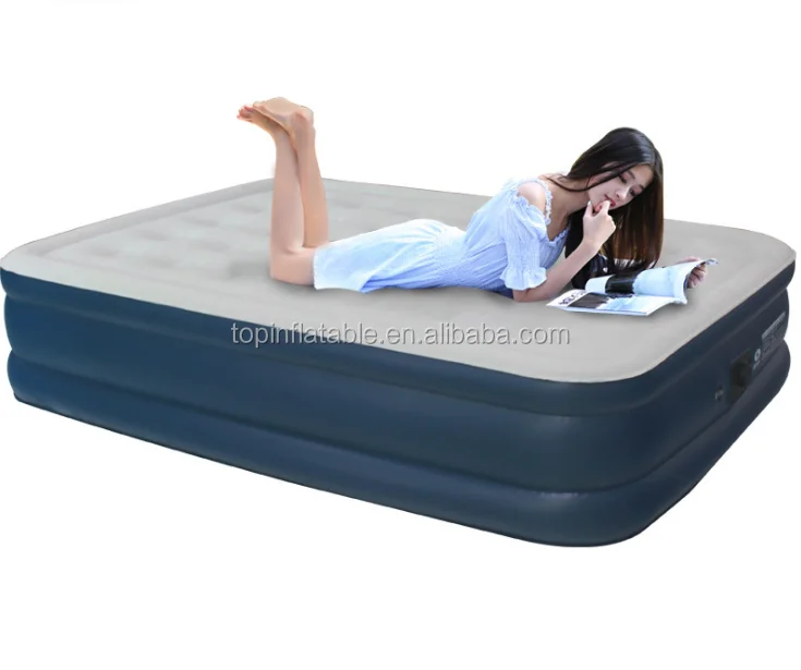 auto Inflatable Flocked Queen Size Home Furniture Built-in Pump Portable Air bed Mattress with removable battery
